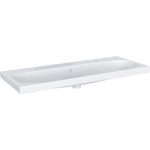 Lavabo serie Geberit Acanto: 120x48cm, Toma de grifo=Izquierda y derecha, Rebosadero=Visible, Blanco